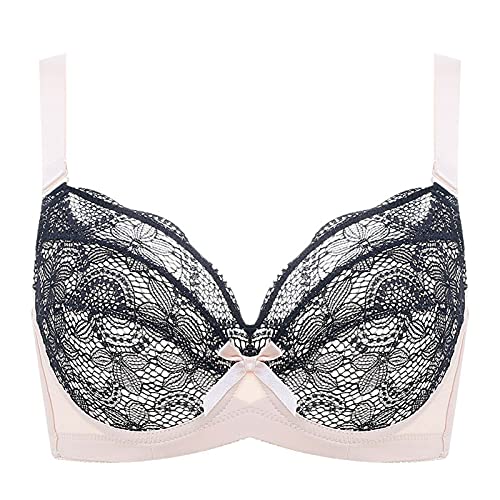 BHs für Damen, Minimizer, Push-Up-BH, sexy, ultradünn, mit Bügel, vollständige Abdeckung, Bralette (Farbe: Schwarz, Größe: 85F) von WENJUN