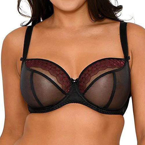 Damen-BHs in Übergröße, sexy durchsichtiger BH, ungefüttert, Spitze, Lingerie, Bralette, volle Abdeckung, für den täglichen Gebrauch (Farbe: Schwarz, Größe: 95F-42E) von WENJUN