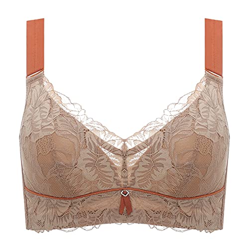 Damen Minimizer-BH, bügelfrei, Übergröße, ungefüttert, volle Abdeckung, sexy formell, ultradünn, ungefüttert, ungepolstert, Bralette (Farbe: Braun, Größe: 90E) von WENJUN