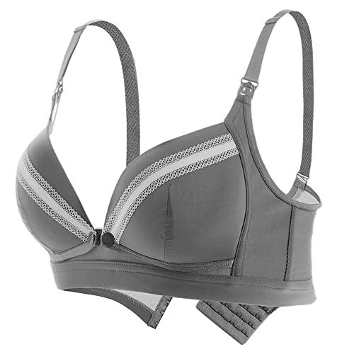 Still-BH für Schwangerschaft und Stillzeit, Schwangerschafts-BHs, stoßarm, Sport-/Schlaf-Bralette mit Unterstützung für Frauen (Farbe: Grau, Größe: 90C) von WENJUN