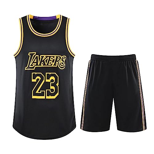 Basketball Trikot Kinder Herren Lakers Trikot Kinder Basketball Nr.24 Fans Basketball ärmellose Anzug Sportswear T-Shirt Weste + Shorts Basketball Set Lakers Tshirt Jungs Schwarz XL von WEOPLKIN