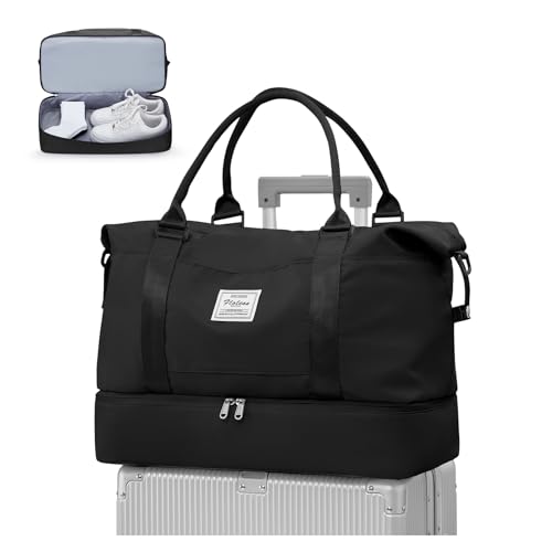 Sporttasche Damen,Reisetasche mit großer Kapazität,Tragbar Reisetaschen,wasserdichte Sporttasche mit Nassfach,Weekender-Tasche mit Schuhfach,Reisetasche Sport Gym Bag für Yoga,Schwarz von WEPLAN