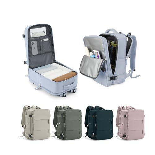 Handgepäck für Easyjet 45x36x20 Reiserucksack Damen Rucksack Männer Frauen Flugzeug Rucksack 40x20x25 für Ryanair,Wasserdichter Unter Sitzplatz Laptoptasche 15.6 Zoll Outdoor Tagesrucksack,Grau Blau L von WEPLAN