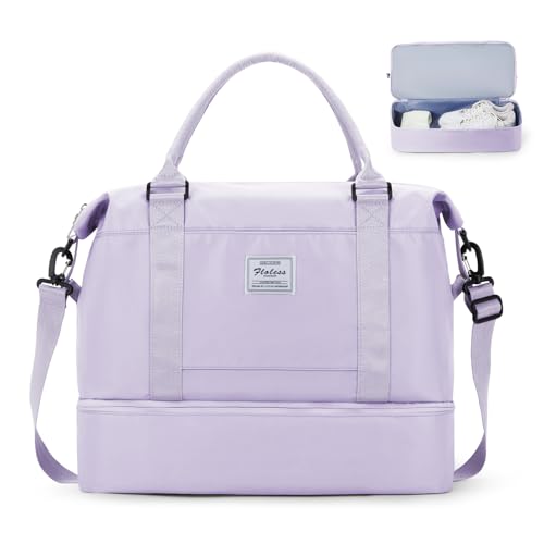 WEPLAN Handgepäck Tasche 45x36x20 Easyjet für Flugzeug Reisetasche Damen Handgepäck Ryanair 40x20x25 Tasche Weekender Bag Travel Bag Sporttasche mit Schuhfach Kliniktasche Schwimmtasche,Helles Lila von WEPLAN