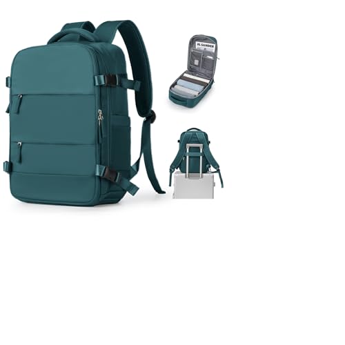 WEPLAN Handgepäck Rucksack für Ryanair 40x20x25,Reiserucksack für Easyjet Handgepäck 45x36x20 Rucksack Damen Herren,Flugzeug Carry-Ons Reiserucksack mit Laptopfach für Weekender,Pfauenblau S-Simple von WEPLAN