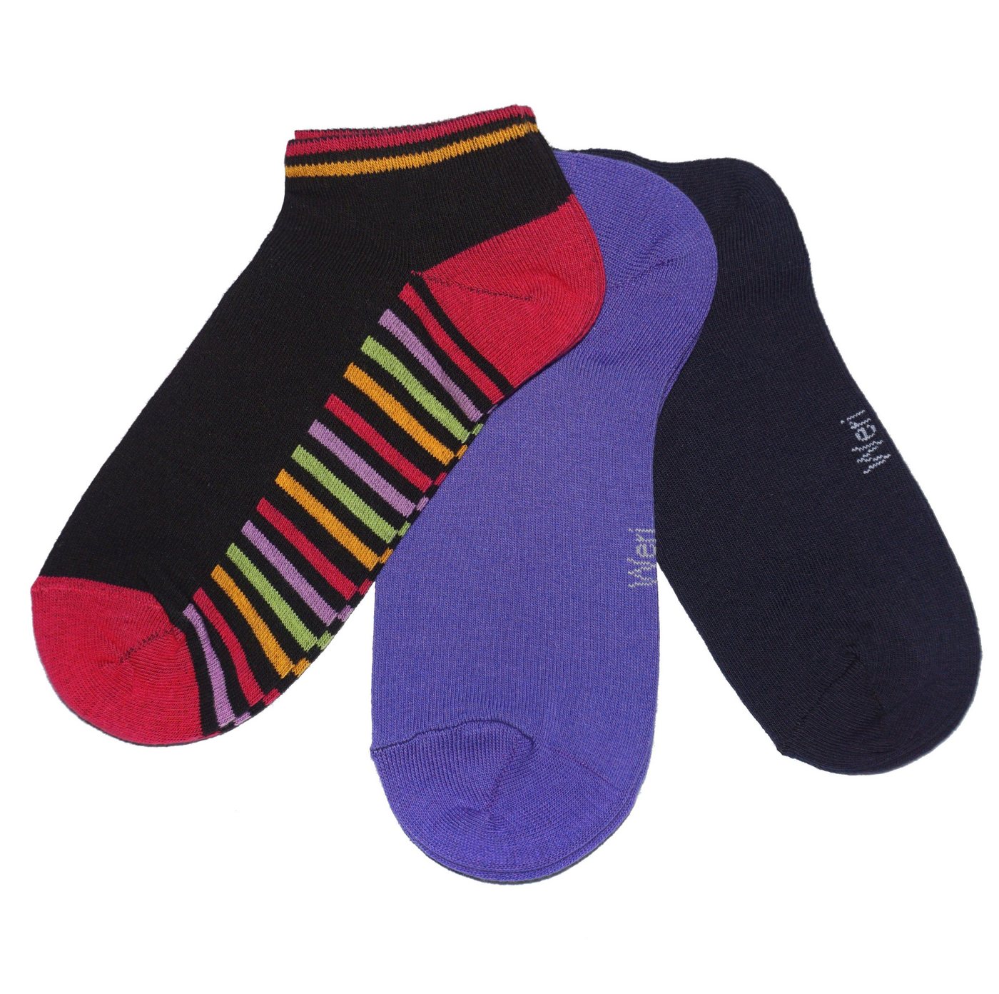 WERI SPEZIALS Strumpfhersteller GmbH Sneakersocken Sneakersocken 3-er Pack Mädchen Damen >>Bunt<< weiche Baumwolle (Set) 3er-Pack von WERI SPEZIALS Strumpfhersteller GmbH