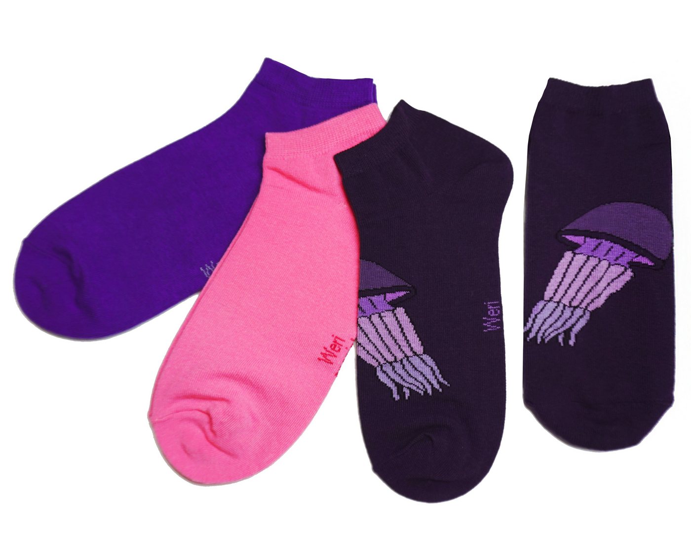 WERI SPEZIALS Strumpfhersteller GmbH Sneakersocken Sneakersocken 3-er Pack Mädchen und Damen >>Qualle< Baumwolle (Set) 3er-Pack von WERI SPEZIALS Strumpfhersteller GmbH