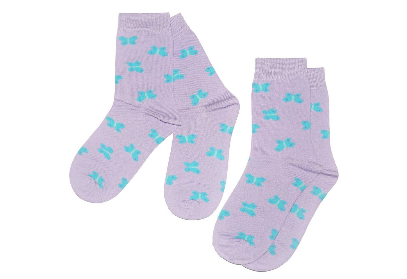 WERI SPEZIALS Strumpfhersteller GmbH Socken Kinder Socken 2-er Pack für Mädchen >>Kleine Schmetterlinge<< aus Mercerisierter Baumwolle (Set) 2er-Pack von WERI SPEZIALS Strumpfhersteller GmbH