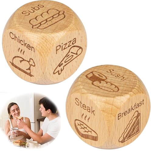 WERIGONI 2 Stück Essenswürfel aus Holz – Date-Night-Spiel, kreative Entscheidungswürfel für Paare, Geschenke für Männer und Frauen Jahrestag Geburtstag Verlobung Valentinstag WERIGONI 2 Stück Essenswürfel aus Holz – Date-Night-Spiel, kreative Entscheidungswürfel für Paare, Geschenke für Männer und Frauen Jahrestag Geburtstag Verlobung Valentinstag von WERIGONI