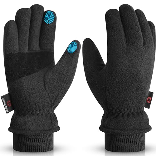 WESTWOOD FOX Winterhandschuhe für Männer und Frauen, -20℉ ColdProof,Water Proof & Windproof,Thermal Ski Gloves, Touchscreen, Anti-Rutsch warme Handschuhe für Radfahren (SCHWARZ, L) von WESTWOOD FOX