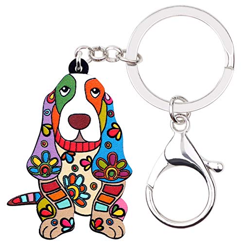 WEVENI Acryl Basset Hound Schlüsselanhänger Hund Haustier Schlüsselring Charms Schmuck für Frauen Mädchen Damen Tasche Auto Brieftasche (Mehrfarbig) von WEVENI JEWELRY