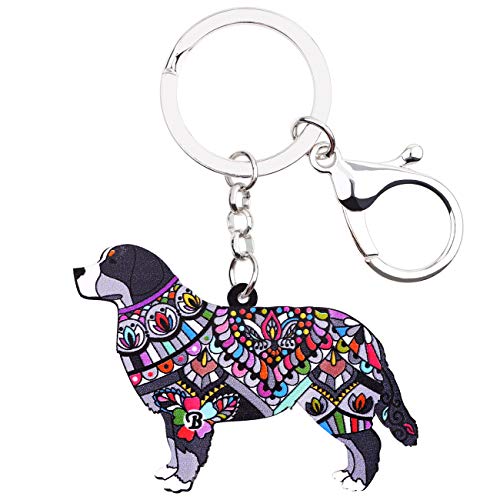 WEVENI Acryl Berner Sennenhund Schlüsselanhänger Hund Haustier Schlüsselring Deko für Damen Frauen Mädchen Tasche Brieftasche Auto Charms (Schwarz) von WEVENI