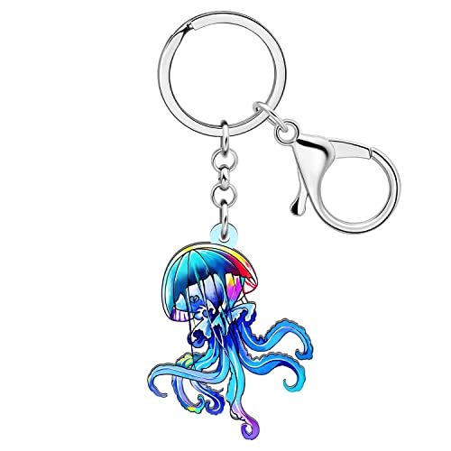 WEVENI Acryl Quallen Schlüsselanhänger Hai Schlüsselring Oktopus Krabbe Schildkröte Charms Für Frauen Mädchen Brieftasche Handtasche Zubehör (Qualle D) von WEVENI