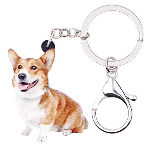 WEVENI Cute Acryl Pembroke Welsh Corgi Hund Schlüsselanhänger Haustier Corgis Schlüsselring Neuheit Schmuck für Damen Frauen Mädchen (Orange) von WEVENI