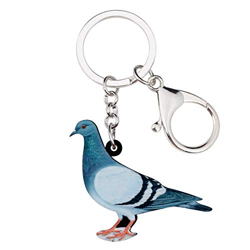 WEVENI Cute Taube Schlüsselanhänger Charms Acryl Taube Schlüsselring Vogel Schmuck für Frauen Mädchen Auto Zubehör (Blau) von WEVENI