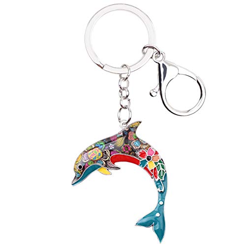 WEVENI Emaille Delfin Schlüsselanhänger Ozean Fisch Schlüsselring Für Damen Frauen Tasche Auto Brieftasche Charms Delphin Schmuck (Mehrfarbig) von WEVENI