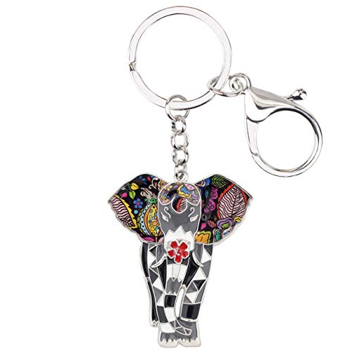 WEVENI Emaille Elefant Schlüsselanhänger Netter Elefanten Schlüsselring für Frauen Mädchen Tasche Auto Zubehör (Schwarz) von WEVENI JEWELRY