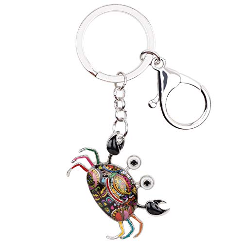 WEVENI Emaille Krabbe Schlüsselanhänger Tiere Mode Ozean Krabben Schmuck Für Damen Frauen Handtasche Tasche Charm Schlüsselkette Zubehör (Schwarz) von WEVENI