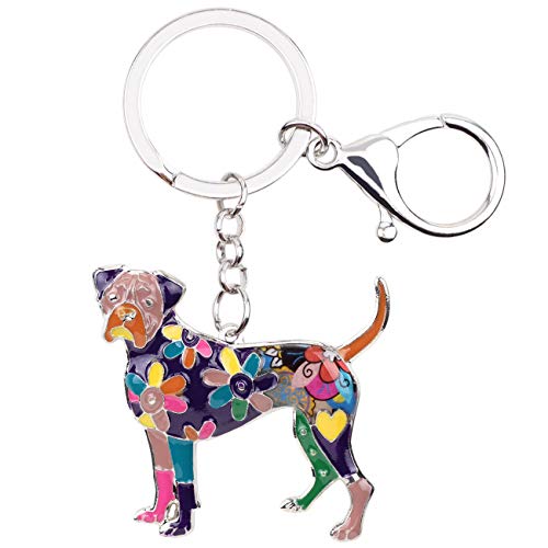 WEVENI Emaille Legierung Boxer Hund Schlüsselanhänger Haustier Charms Schmuck für Frauen Mädchen Tasche Auto Brieftasche (Violett) von WEVENI