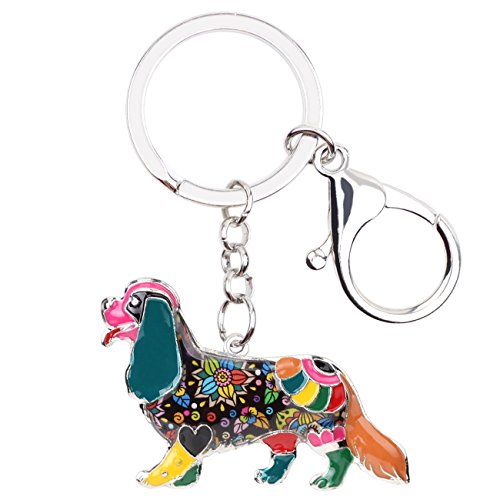 WEVENI Emaille Legierung Cavalier King Charles Spaniel Hund Schlüsselanhänger Zubehör für Frauen Mädchen Auto Handtasche Charms (Mehrfarbig) von WEVENI