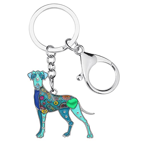 WEVENI Emaille Legierung Deutsche Dogge Hund Schlüsselanhänger Ring Handtasche Tasche Charme Schlüsselanhänger Mode Schmuck für Frauen Mädchen Geschenke (Marineblau) von WEVENI