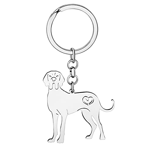 WEVENI Emaille Legierung Deutsche Dogge Hund Schlüsselanhänger Ring Handtasche Tasche Charme Schlüsselanhänger Mode Schmuck für Frauen Mädchen Geschenke (Versilberter Edelstahl) von WEVENI