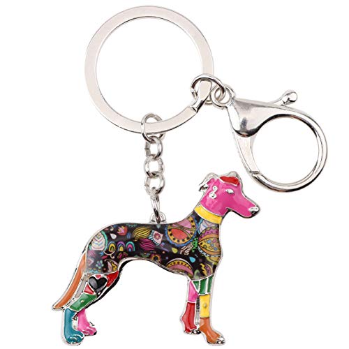 WEVENI Emaille Legierung Windhund Hund Schlüsselanhänger Greyhound Schlüsselring Geschenk Auto Brieftasche Tasche Charms Für Frauen Mädchen (Mehrfarbig) von WEVENI