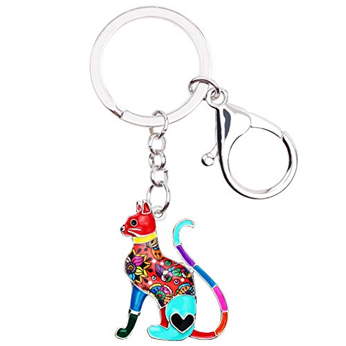 WEVENI Emaille Schlüsselanhänger Katze Deko Cute Katzen Schmuck Auto Brieftasche Charms Für Damen Frauen Mädchen (Mehrfarbig) von WEVENI