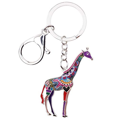 WEVENI Legierung Bunte Giraffe Schlüsselanhänger Zubehör Emaille Schmuck Geschenke Für Frauen Mädchen Tasche Auto Brieftasche Charms (Violett) von WEVENI