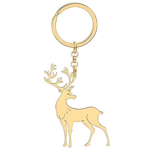 WEVENI Legierung Bunte Giraffe Schlüsselanhänger Zubehör Emaille Schmuck Geschenke Für Frauen Mädchen Tasche Auto Geldbörse Charms, Hirsch Silber a, 55mm x 40mm von WEVENI