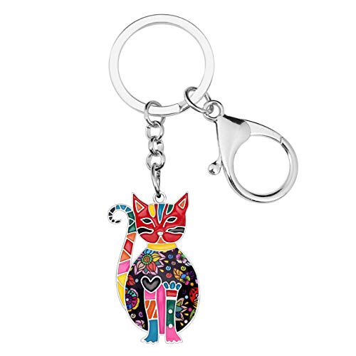 WEVENI Legierung Elegante Katze Schlüsselanhänger Zubehör Kätzchen Schmuck Auto Brieftasche Charms Für Frauen Mädchen (Mehrfarbig) von WEVENI