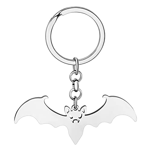 WEVENI Neuheit Halloween Sensenmann Schlüsselanhänger Schädel Schlüsselanhänger Autotasche Geldbörse Zubehör Charms für Frauen Mädchen Schädel Geschenke (Fledermaus Silber) von WEVENI