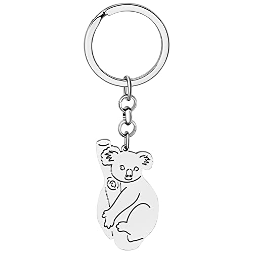 WEVENI Emaille Legierung Australien Koala Bär Schlüsselanhänger Charms Schmuck für Frauen Mädchen Tasche Auto Brieftasche (Versilberter Edelstahl B) von WEVENI