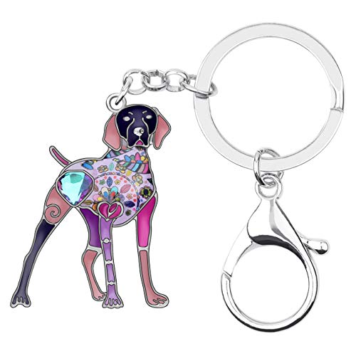 WEVENI Emaille Legierung Kristall Labrador Retriever Schlüsselanhänger Hund Charms Schmuck für Damen Mädchen Tasche Auto Geldbörse (Violett) von WEVENI