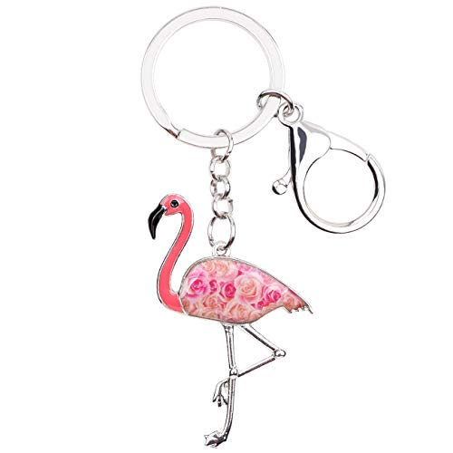 WEVENI Emaille Rosa Flamingo Schlüsselanhänger Vogel Schmuck Für Frauen Mädchen Tasche Auto Brieftasche Charms Flamingo Geschenk (Rose) von WEVENI