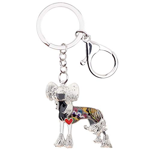 Weveni Schlüsselanhänger mit chinesischem Schopfhund, Emaille, Legierung, Geschenk für Frauen und Mädchen, Tasche, Autobörse von WEVENI JEWELRY