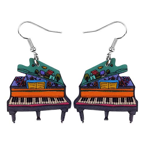 WEVENI Acryl Anime Musik Klavier Ohrringe Klavier Schmuck für Frauen Mädchen Damen Charms Geschenk (Braun) von WEVENI