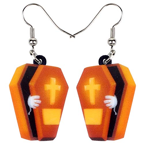 WEVENI Acryl Halloween Zombie Mumie Ohrringe Anhänger Mode Zucker Schädel Schmuck für Frauen Mädchen Neuheit Geschenke (Halloween Sarg Schatulle B) von WEVENI