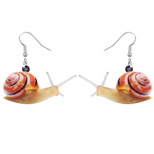 WEVENI Acryl niedlich Schnecke Ohrringe Dangle Drop Neuheit Schmuck für Frauen Mädchen Damen zierlich Geschenk (Orange) von WEVENI