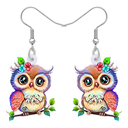 WEVENI Cute Acryl Eule Ohrringe Anhänger Cartoon Vogel Schmuck für Damen Mädchen Eule Liebhaber Geschenke (Lila) von WEVENI