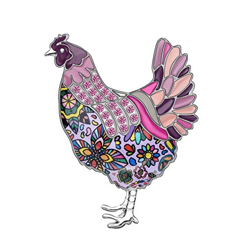 WEVENI Emaille Legierung Niedlich Strass Huhn Brosche Pin Schmuck für Damen Mädchen Kleid Schal Zubehör Geschenk (Violett) von WEVENI