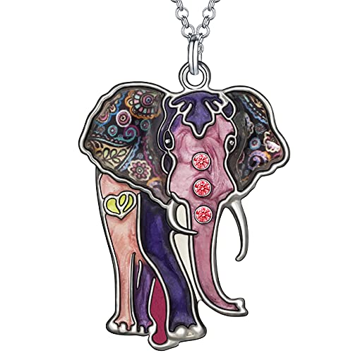 WEVENI Legierung Strass Dschungel Elefant Halskette Emaille Anhänger für Frauen Mädchen Modeschmuck Charm Geschenk, Zink, Kein Edelstein von WEVENI