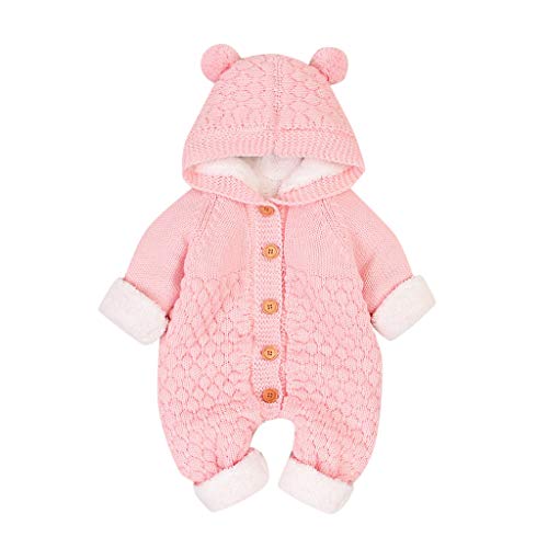 WEXCV Baby Mädchen Jungen Winter Warm Overall 3-24 Monat Kleidung Set Unisex Langarm Stricken Strampler mit Kapuze Winterjacke Baby Toddler Neugeborenes Outfit Schneeanzüge von WEXCV