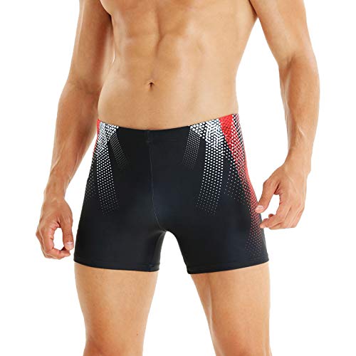 WHCREAT Herren Badehose Sport Schwimmhose Badeshorts Beachshorts Chlor Resistent, Rot L von WHCREAT