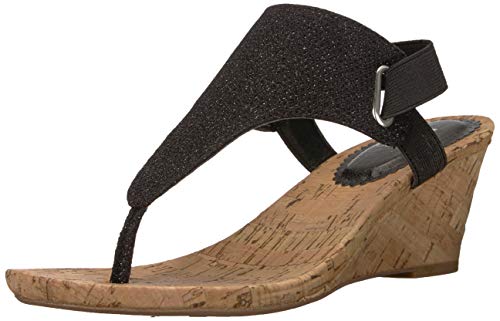 WHITE MOUNTAIN Damen All Good Keilsandale, Schwarz Glitter, 40.5 EU von WHITE MOUNTAIN