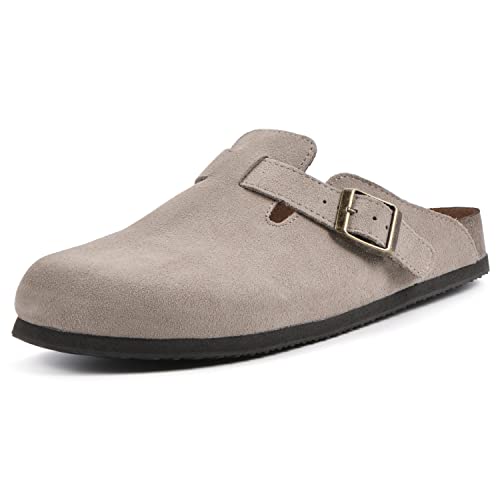 WHITE MOUNTAIN Damen Bari Holzschuh, Braungrau-Taupe Suede, 39 EU von WHITE MOUNTAIN