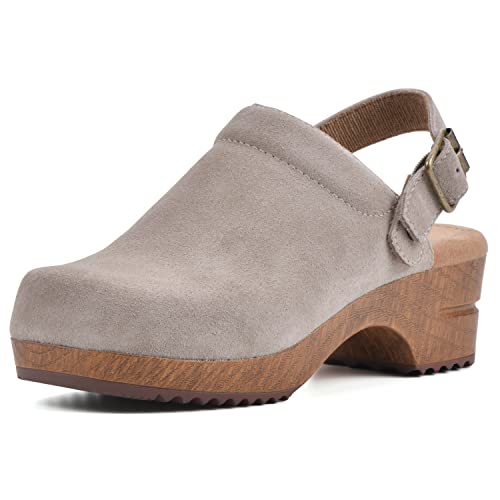 WHITE MOUNTAIN Damen Being Holzschuh, Sand/Wildleder, 39.5 EU von WHITE MOUNTAIN