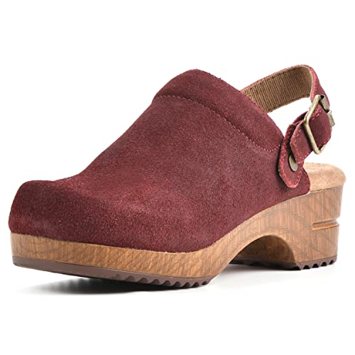 WHITE MOUNTAIN Damen Being Holzschuh, Vino Suede, 37 EU von WHITE MOUNTAIN