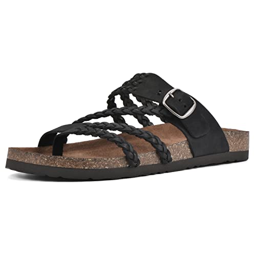 WHITE MOUNTAIN Damen Hayleigh Flache Sandale, Schwarzes Nubukleder, 41.5 EU von WHITE MOUNTAIN