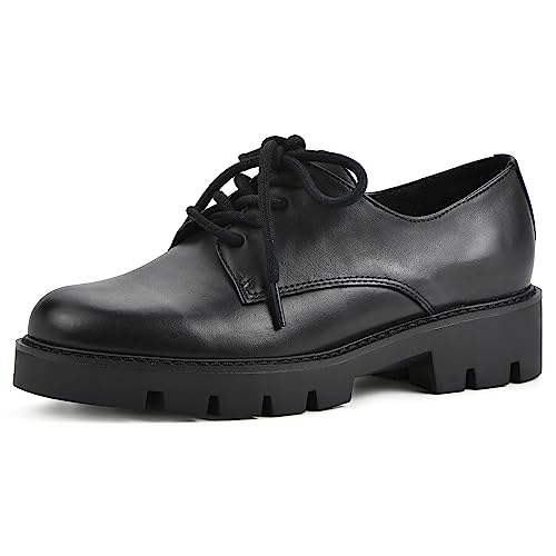 WHITE MOUNTAIN Damen Schuhe Gleesome Oxford Flat, Schwarzes Leder, 42 EU von WHITE MOUNTAIN